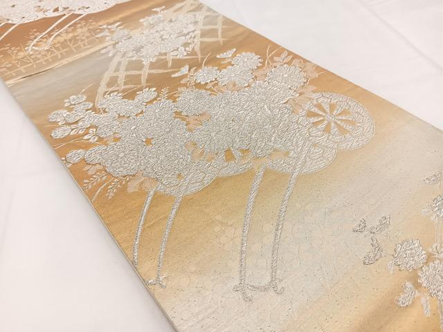 平和屋着物◎六通柄袋帯　花車文　銀糸　引箔　正絹　逸品　BAAW2997yc