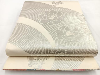 平和屋着物◎両面　六通柄袋帯　唐織　カトレア　金銀糸　正絹　逸品　BAAW3000yc