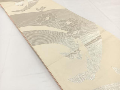 平和屋着物◎両面　六通柄袋帯　唐織　カトレア　金銀糸　正絹　逸品　BAAW3000yc