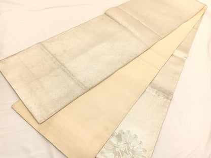 平和屋着物◎西陣　太鼓柄袋帯　総駒刺繍　宝相華　銀糸　引箔　正絹　逸品　BAAW3013hv
