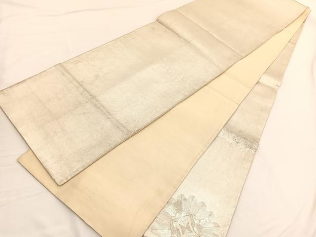 平和屋着物◎西陣　太鼓柄袋帯　総駒刺繍　宝相華　銀糸　引箔　正絹　逸品　BAAW3013hv