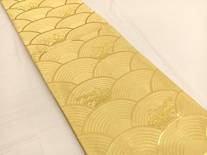平和屋着物◎六通柄袋帯　立波青海波　金糸　正絹　逸品　BAAW3020hv