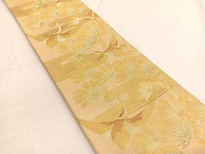 平和屋着物◎六通柄袋帯 飛鶴松文 金糸 正絹 逸品 BAAW3022hv