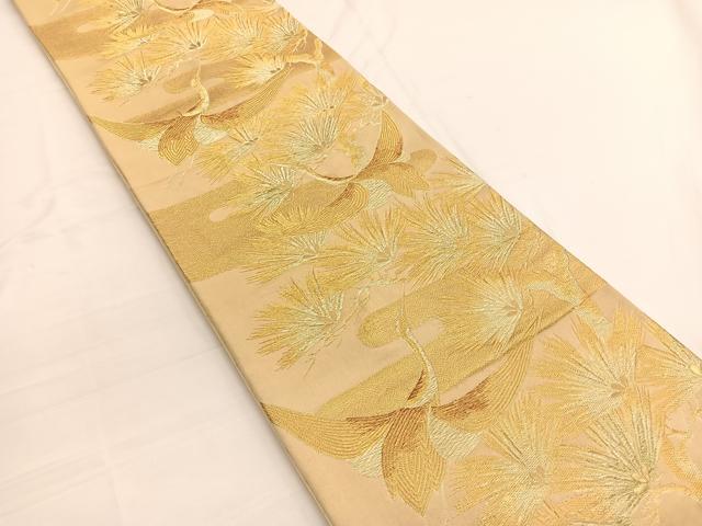 平和屋着物◎六通柄袋帯 飛鶴松文 金糸 正絹 逸品 BAAW3022hv