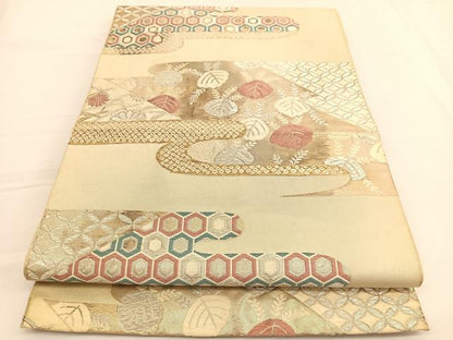 平和屋着物◎六通柄 本袋帯 唐織 エ霞有職桐文 金銀糸 正絹 逸品 BAAW3023hv
