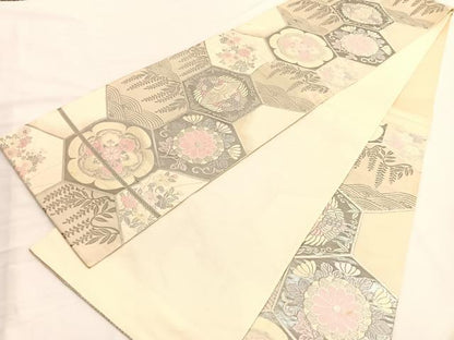 平和屋着物◎六通柄袋帯 唐織 名錦讃歌紋 純プラチナ箔 正絹 逸品 BAAW3033hv