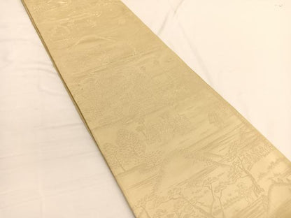 平和屋着物◎六通柄袋帯　人物風景文　金糸　正絹　逸品　BAAW3049hv
