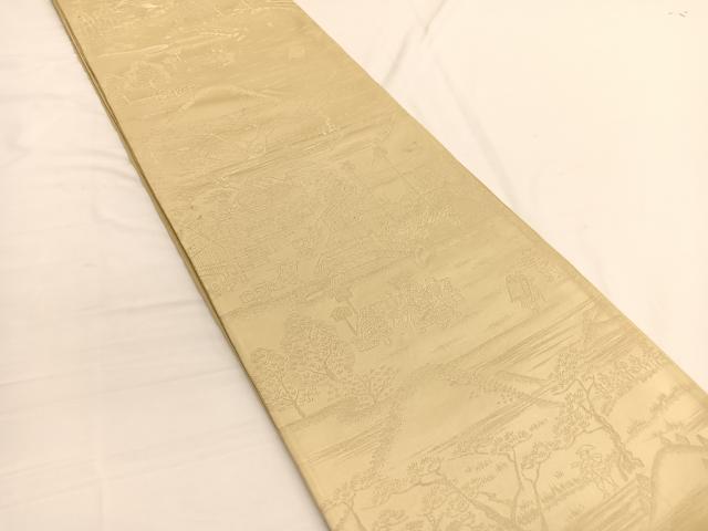 平和屋着物◎六通柄袋帯　人物風景文　金糸　正絹　逸品　BAAW3049hv