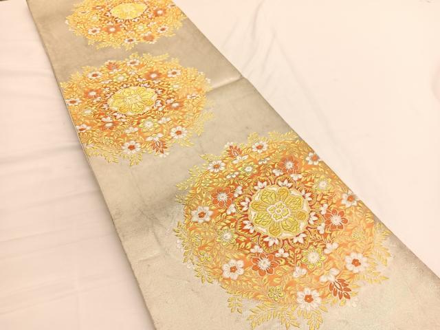 平和屋着物◎六通柄袋帯 唐織 宝相華 金銀糸 正絹 逸品 BAAW3054hv