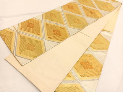 平和屋着物◎六通柄袋帯 唐織 花菱文 金銀糸 正絹 逸品 BAAW3060hv
