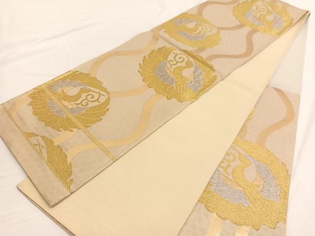 平和屋着物◎六通柄袋帯　立涌鶴文　金銀糸　正絹　逸品　BAAW3064hv