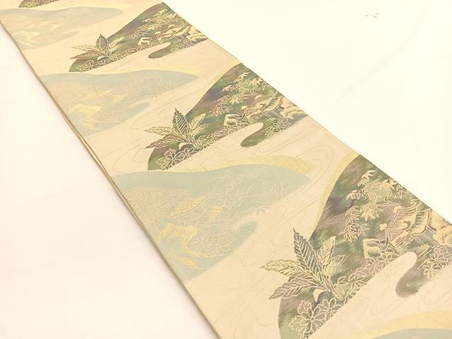 平和屋着物◎六通柄袋帯 龍推移風景文 金糸 正絹 逸品 BAAW3076hv