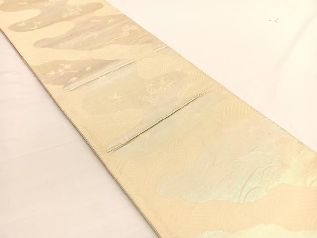 平和屋着物◎六通柄袋帯　立波花鳥文　銀糸　三越扱い　正絹　逸品　BAAW3091hv