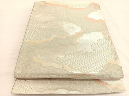 平和屋着物◎六通柄袋帯 瑞雲 金銀糸 正絹 逸品 BAAW3103hv