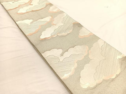 平和屋着物◎六通柄袋帯 瑞雲 金銀糸 正絹 逸品 BAAW3103hv