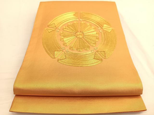 平和屋着物◎太鼓柄袋帯 総駒刺繍 花丸文 金糸 正絹 逸品 BAAW3108hv