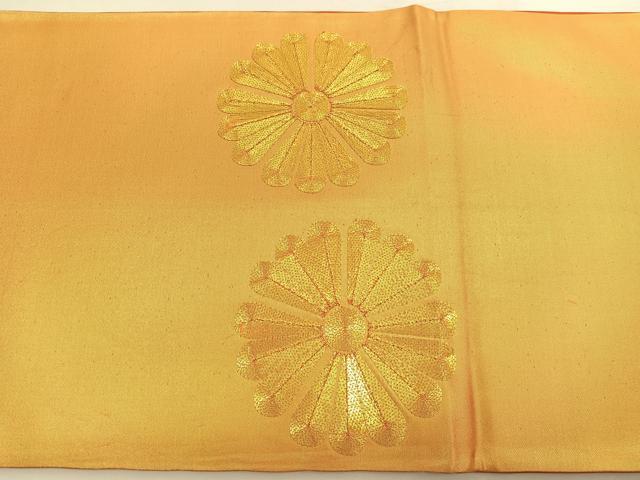 平和屋着物◎太鼓柄袋帯 総駒刺繍 花丸文 金糸 正絹 逸品 BAAW3108hv