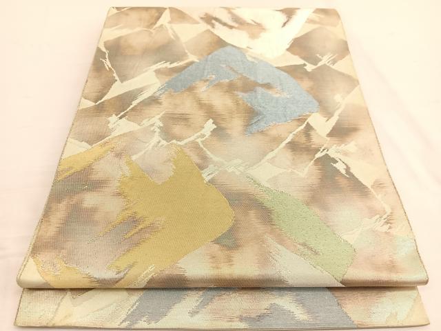 平和屋着物◎西陣　服部織物謹製　六通柄袋帯　こはく錦　破れ色紙　金銀糸　正絹　逸品　BAAW3109hv