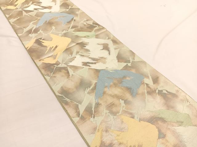 平和屋着物◎西陣　服部織物謹製　六通柄袋帯　こはく錦　破れ色紙　金銀糸　正絹　逸品　BAAW3109hv