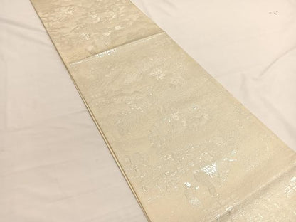 平和屋着物◎六通柄 京袋帯 乗馬風景文 銀糸 正絹 逸品 BAAW3111hv