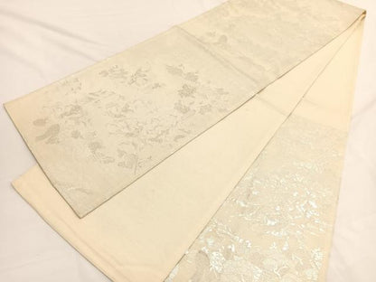 平和屋着物◎六通柄 京袋帯 乗馬風景文 銀糸 正絹 逸品 BAAW3111hv