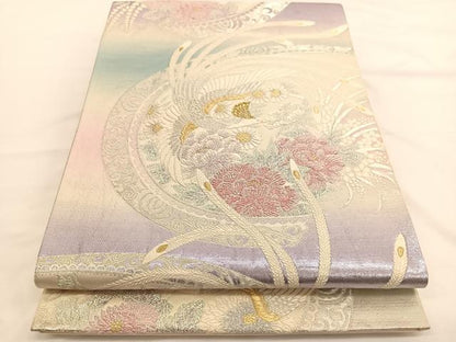 平和屋着物◎六通柄袋帯 唐織 鳳凰花文 金銀糸 正絹 逸品 BAAW3233hv