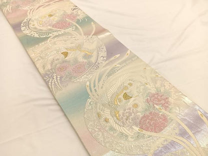 平和屋着物◎六通柄袋帯 唐織 鳳凰花文 金銀糸 正絹 逸品 BAAW3233hv