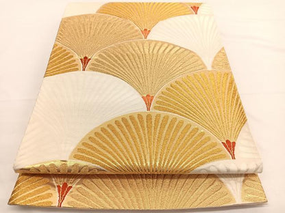 平和屋着物◎六通柄袋帯 青海波 金糸 正絹 逸品 BAAW3234hv