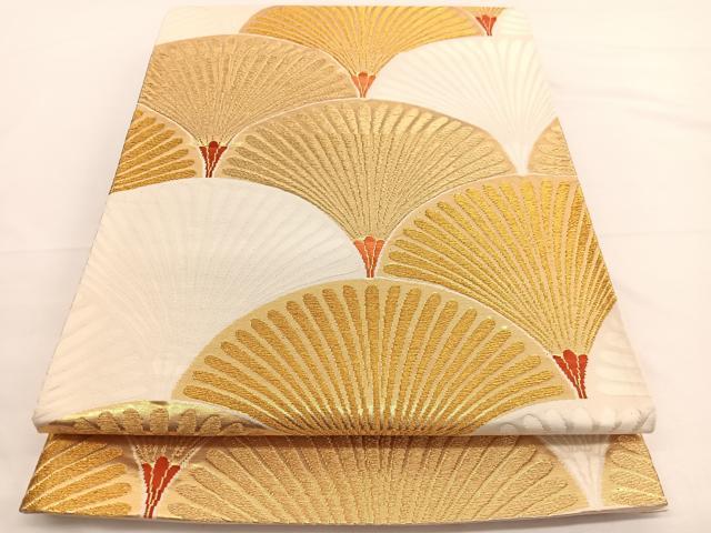 平和屋着物◎六通柄袋帯 青海波 金糸 正絹 逸品 BAAW3234hv