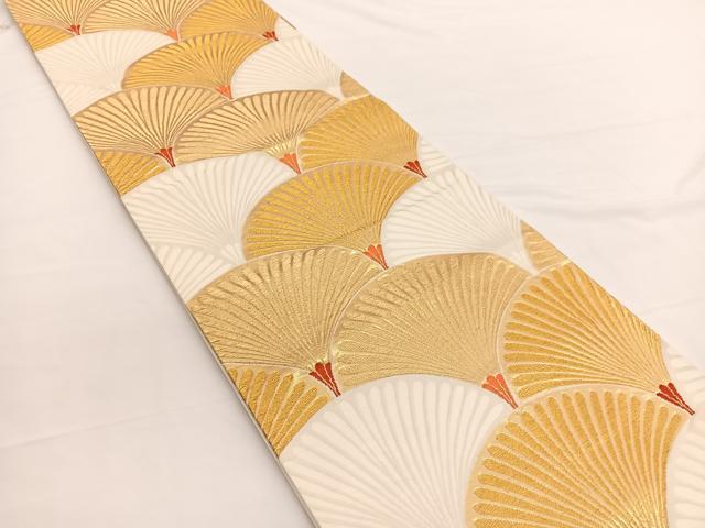 平和屋着物◎六通柄袋帯 青海波 金糸 正絹 逸品 BAAW3234hv