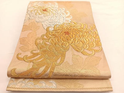 平和屋着物◎六通柄袋帯　唐織　乱菊　金銀糸　正絹　逸品　BAAW3242hv