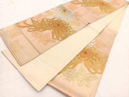 平和屋着物◎六通柄袋帯　唐織　乱菊　金銀糸　正絹　逸品　BAAW3242hv