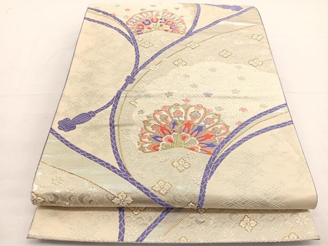 平和屋着物◎六通柄袋帯　唐織　孔雀　金銀糸　正絹　逸品　BAAW3250hv