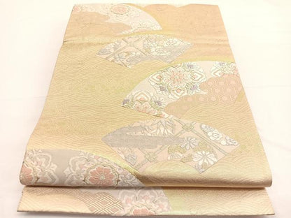 平和屋着物◎六通柄袋帯　唐織　粋創扇面　金銀糸　高島屋扱い　正絹　逸品　BAAW3257hv