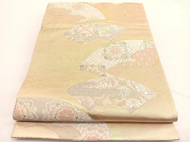 平和屋着物◎六通柄袋帯　唐織　粋創扇面　金銀糸　高島屋扱い　正絹　逸品　BAAW3257hv