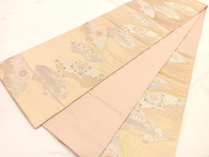 平和屋着物◎六通柄袋帯　唐織　粋創扇面　金銀糸　高島屋扱い　正絹　逸品　BAAW3257hv