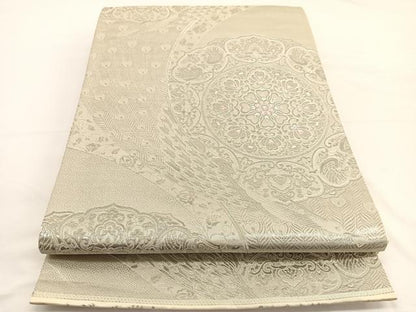 平和屋着物◎六通柄袋帯　レジール華文　プラチナ箔　九百錦　正絹　逸品　BAAW3272hv