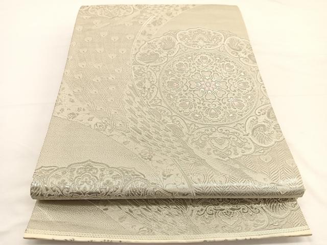 平和屋着物◎六通柄袋帯　レジール華文　プラチナ箔　九百錦　正絹　逸品　BAAW3272hv