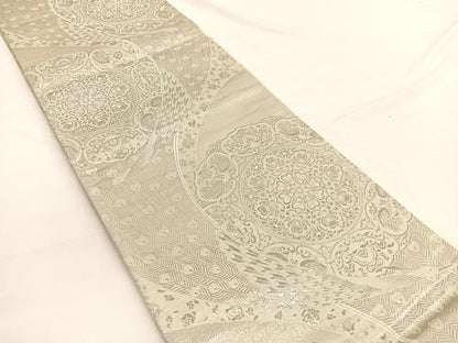 平和屋着物◎六通柄袋帯　レジール華文　プラチナ箔　九百錦　正絹　逸品　BAAW3272hv