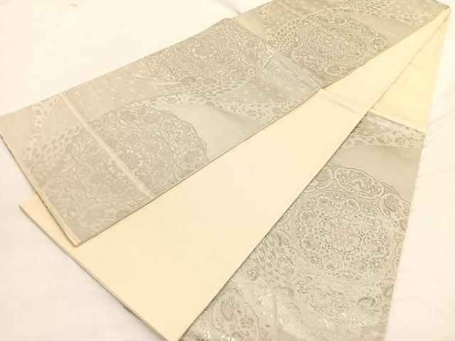 平和屋着物◎六通柄袋帯　レジール華文　プラチナ箔　九百錦　正絹　逸品　BAAW3272hv