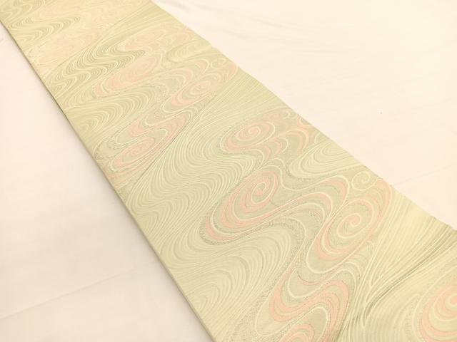 平和屋着物◎六通柄袋帯　唐織　流水文　銀糸　正絹　逸品　BAAW3276hv