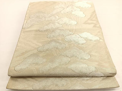 平和屋着物◎六通柄袋帯 浜松文 銀糸 正絹 逸品 BAAW327hv