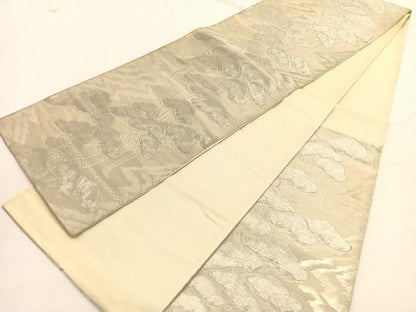 平和屋着物◎六通柄袋帯 浜松文 銀糸 正絹 逸品 BAAW327hv