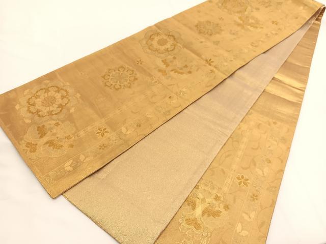 平和屋着物◎佐賀錦 六通柄袋帯 宝相華向かい鳥花文 金糸 正絹 逸品 BAAW3292hv