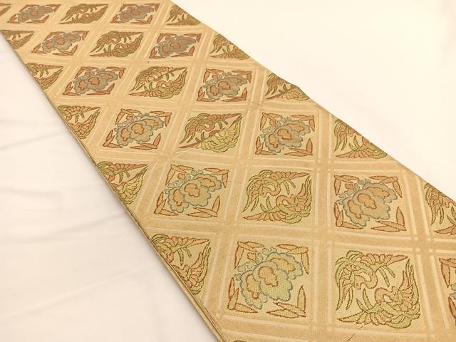 平和屋着物◎佐賀錦　六通柄袋帯　菱天井向かい鳳凰桐文　金糸　正絹　逸品　BAAW3305hv