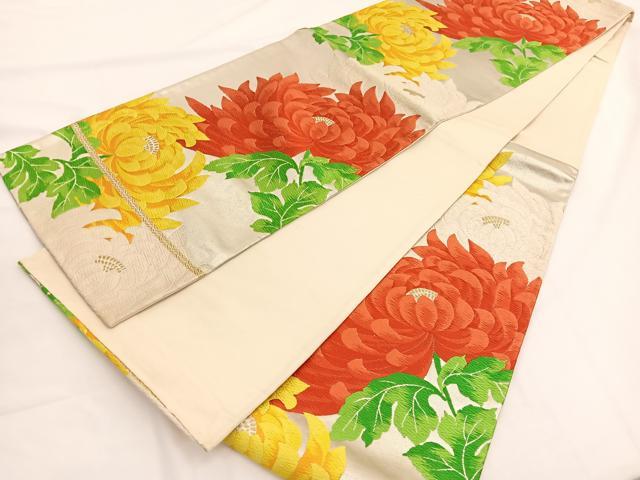 平和屋着物◎六通柄袋帯　唐織　乱菊　金糸　正絹　逸品　BAAW3307hv