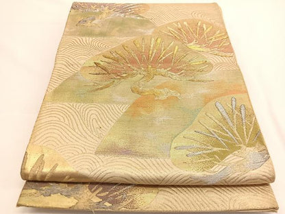 平和屋着物◎六通柄袋帯 浜松文 金銀糸 正絹 逸品 BAAW3310hv