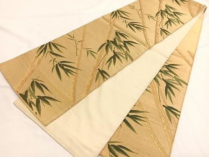 平和屋着物◎六通柄袋帯 唐織 笹竹文 金糸 正絹 逸品 BAAW3312hv