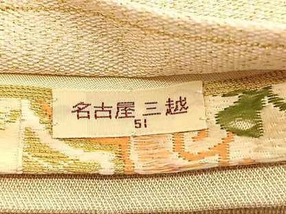 平和屋着物◎創作j 太鼓柄袋帯 牡丹花文 金銀糸 三越扱い 正絹 逸品 BAAW3315hv