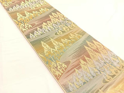 平和屋着物◎六通柄袋帯 樹林文 金銀糸 正絹 逸品 BAAW3321hv